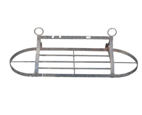 A vintage steel strap work kitchen hanging pot/utensil crown approx 30 cm high x 91 cm x 36 cm 