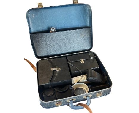 A selection of binoculars including a pair of Miranda 10 x 50, Miranda 8 x 40, a pair of pocket opera glasses made in the USS