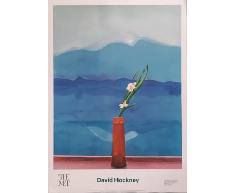 An Offset Lithograph by David Hockney titled ‘Mount Fuji and Flowers’.86 x 63.5 cm, unframed