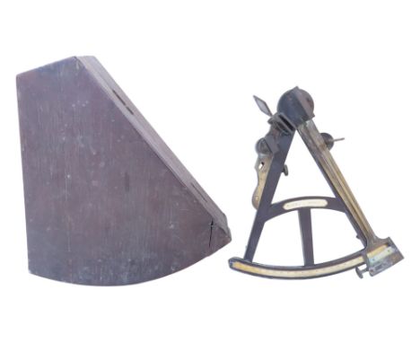 A 19th century Bradford of London sextant in its original fan shaped wooden case.
