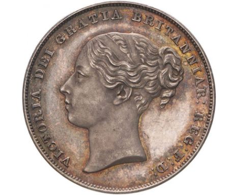 UNITED KINGDOM. Victoria, 1837-1901. Silver shilling, 1839. Royal Mint. Proof, No WW, plain edge. First, young head of Victor
