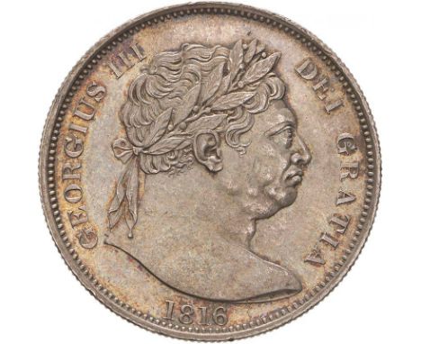 UNITED KINGDOM. George III, 1760-1820. Silver halfcrown, 1816. Royal Mint. Large laureate bust of King George III facing righ