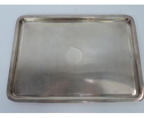 Birmingham Silver Tray - Rectangular Form with Engine Turned Design - 417 grams 290mm X 205mm  