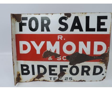 Double Sided Enamel Sign for R. Dymond and Son Bideford - 18" x 14" 