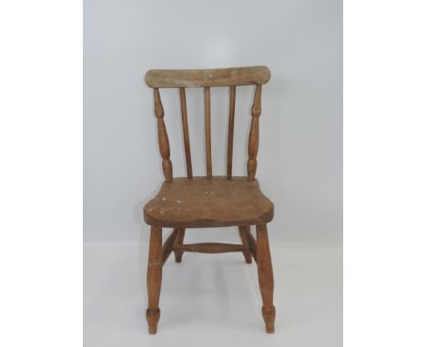 Child's Pine Stick Back Chair with Shaped Seat 