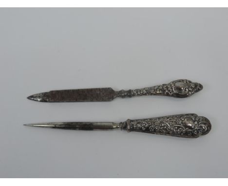 2x Vintage Silver Handled Manicure Tools 