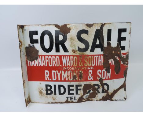 Enamel Double Sided Sign - R. Dymond and Son Bideford - 18" x 14" 