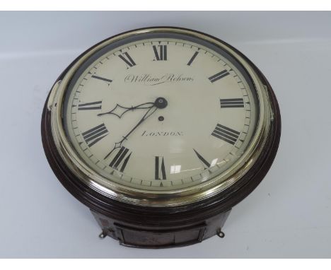 Wall Clock with Convex Glass - Fusee Movement&nbsp; William Robson London - With Key - Circa 1805 - Seen Working