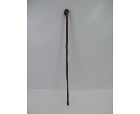 Walking Stick with Poker Work Decoration 