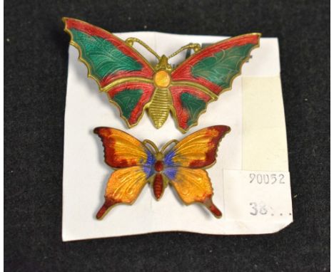 Two Art Nouveau enamelled butterfly brooches (2)