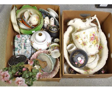 Ceramics - an early 20th century wash jug and bowl; Crownware Ducal rose bowl; cheese dish; pedestal dish; planter; etc