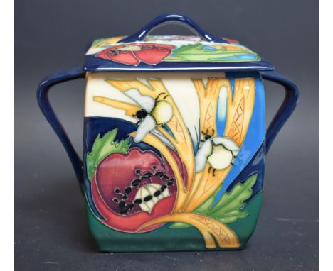 A Moorcroft square sucrier and cover, by Vicky Lovatt, limited edition 8/100