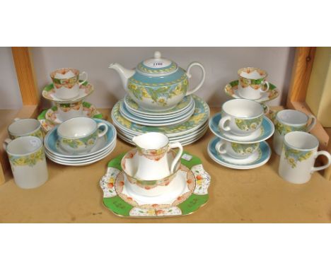 A Staffordshire breakfast service; an Edwardian Imari pallet part tea service