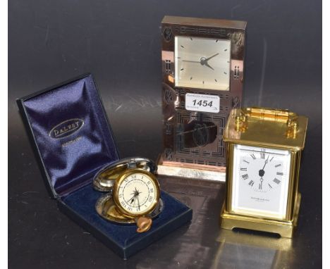 Clocks - a Taylor & Bligh quartz carriage clock;  a Dalvey Voyager , boxed;  an Art Nouveau Charles Rennie Mackintosh style c