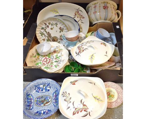 Ceramics - a Midwinter modern falling leaves pattern vegetable dish and cover; another; conforming serving platter; Gaydon Me
