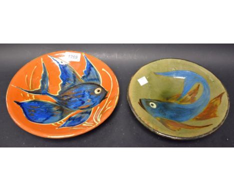 An Art Pottery fish dish, signed; another, similar (2)
