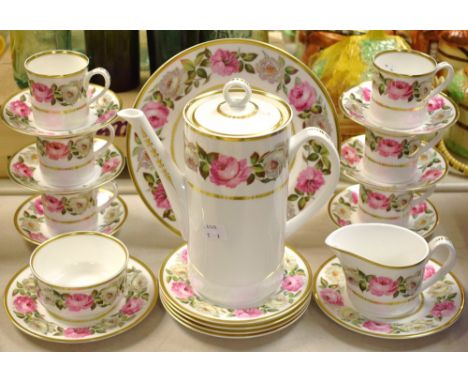 A Royal Worcester Royal Garden pattern coffee service for six