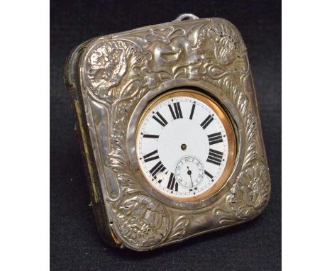 A large sized pocket watch, in silver Art Nouveau case