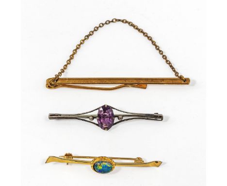 Three bar brooches/tie pins