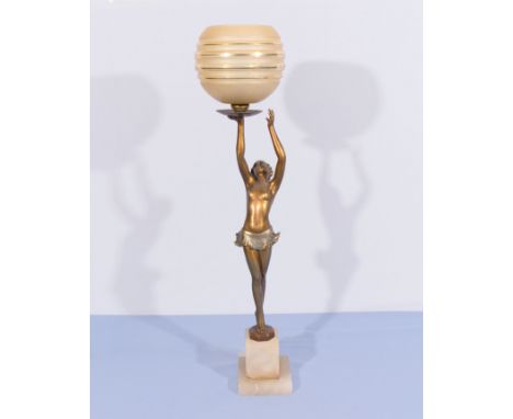 Art Deco original table lamp, 63cm tall, replacement shade