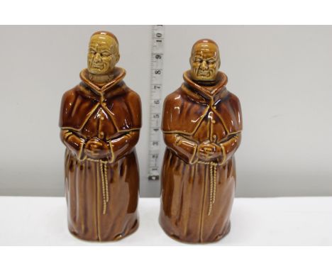 Two vintage empty Scotch Whiskey decanters in the form of Monks 
