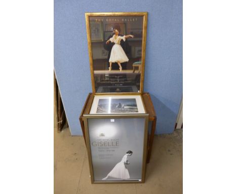 Two Royal Ballet prints, Sylvie Guillem and Darcey Bussell and a print of Napoleon