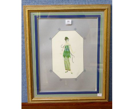 Erte (Romain De Tirtoff, Russian/French 1892-1990), signed limited edition fashion print, numbered 111/300, framed