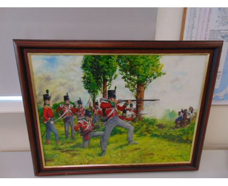 You are bidding for a Framed Oil Painting by the artist Brian Palmer 51st (2nd Yorkshire, West Riding), Light Infantry at Wat