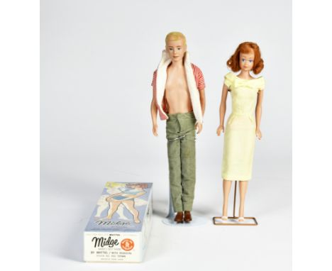 Mattel Midget, Barbie und Ken, Kst, Barbie mit Okt (Z 1), Ken mit beriebenen Haaren