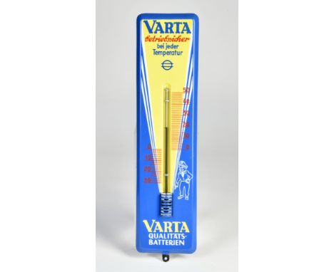Varta, Thermometer, Emaille, 53x13 cm, Z 1