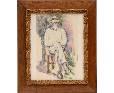 PAUL CEZANNE 'Portrait of Vallier', rare limited edition pochoir, Ref: Daniel Jacomet - printers mark verso, 47cm x 30cm, fra