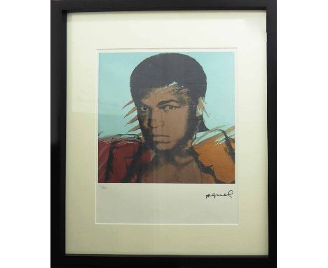 ANDY WARHOL 'Muhammad Ali', from 'Athletes Series', 1977, lithograph, hand numbered limited edition no. 21 / 100 by Leo Caste