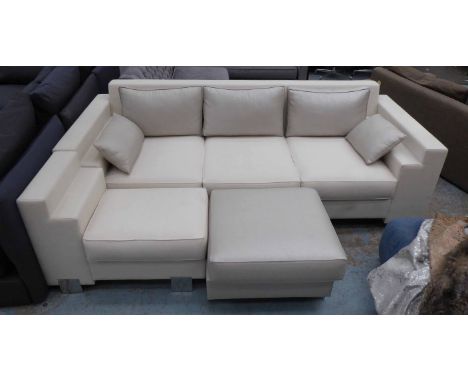 PHILIPPE HUREL LOUNGE SET, including sofa, side chair and footstool, 80cm at tallest. (3) (slight faults)