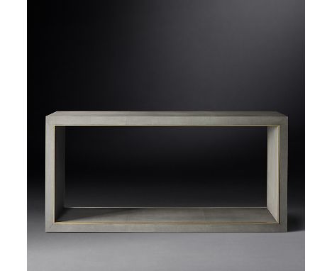 Cela Grey  Shagreen Console 48 Table Crafted Of Shagreen Embossed Leather With The Texture Pattern And Distinctive Spine Deta
