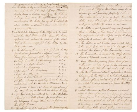 * Oxfordshire Light Infantry. A manuscript account of a meeting of the Officers of the 43rd Regiment in Vale Castle, Guernsey