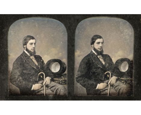* Stereoscopic daguerreotype. Portrait of an unidentified young man, probably a Gurney family member, by William Edward Kilbu