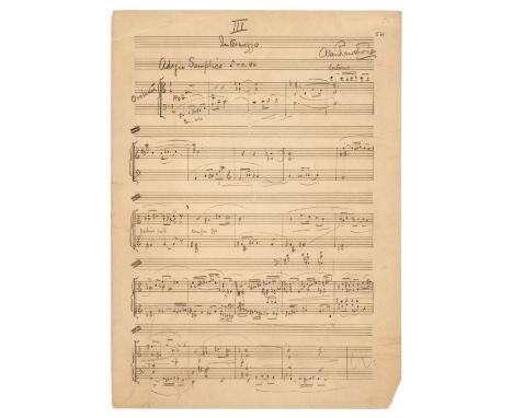 * Rawsthorne (Alan (1906-1971). British composer. Autograph Manuscript Signed, ‘Alan Rawsthorne’, no place, no date, c. 1951,