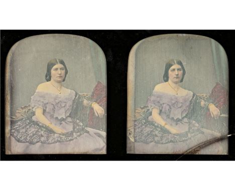 * Claudet (Antoine François Jean, 1797-1867). A hand-tinted stereoscopic daguerreotype of Susan Maria Hamond, March 1857, bla