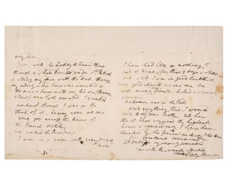* Waterloo. Autograph Letter Signed, 'Henry Murray', near Waterloo, Monday morning, 19 June [1815], to his wife Emily, giving