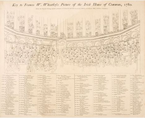 * The Irish House of Commons, 1780. A large mezzotint engraving after the original by Francis Wheatley, published by Wilson, 