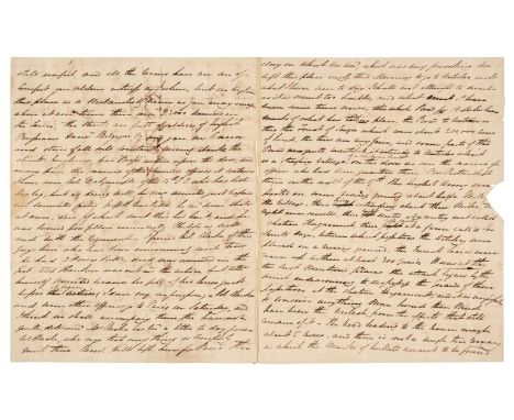 * Waterloo. Autograph Letter Signed, ‘Lieutenant Joseph Greaves, 1st Dragoon Guards’, 13th July 1815, addressed to his father
