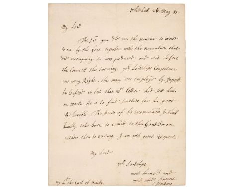 * Jenkins (Leoline, 1625-1685). Welsh academic, jurist and politician, Secretary of State, 1680-1684. Autograph Letter Signed