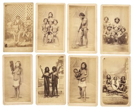 * South America. A group of 19 ethnographic studio portraits of indigenous people of (?)Guyana, c. 1870, each photograph depi