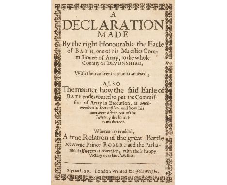 English Civil War. A sammelband of pamphlets relating to events in the English Civil War, 1642-52, 10 works bound in one volu