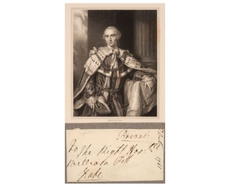 * Stuart (John, 1713-1792). 3rd Earl of Bute, British Prime Minister, 1762-1763. Autograph Signature, ‘Bute’, 1761, in dark i