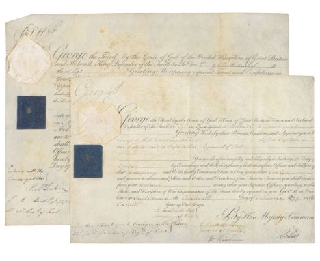* George III (1738-1820). King of Great Britain and Ireland, 1760-1820. Two Documents Signed, 'George R', St James's, 1799 &a