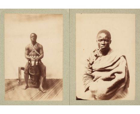 * Africa. Portraits of West African Men in a Studio from the Exposition Universelle, Paris, 1889, albumen prints, showing a m