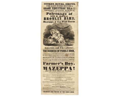 Circus Broadside. Cooke's Royal Circus. The Last Week but Two. Grand Equestrian Gala!!! Thursday evening, March 14, under the