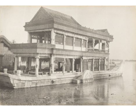 * China. The Marble Boat, Summer Palace, Peking, c. 1900, gelatin silver print on card with manuscript dated inscription in F