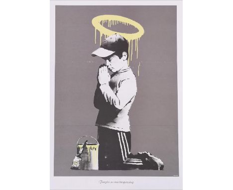 Banksy; 'Forgive us our Trespassing' unframed Lithograph. 60 x 39cm